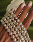 Natural Freshwater Pearl Beads, 9-10 mm, Button 